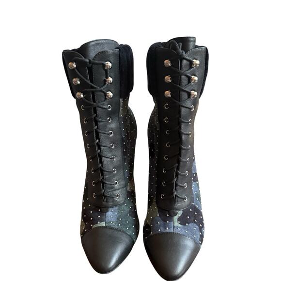 Christian Louboutin Dakita 100 Studded Spike Camo Suede Bootie EU 36 US 6 - Picture 5 of 15